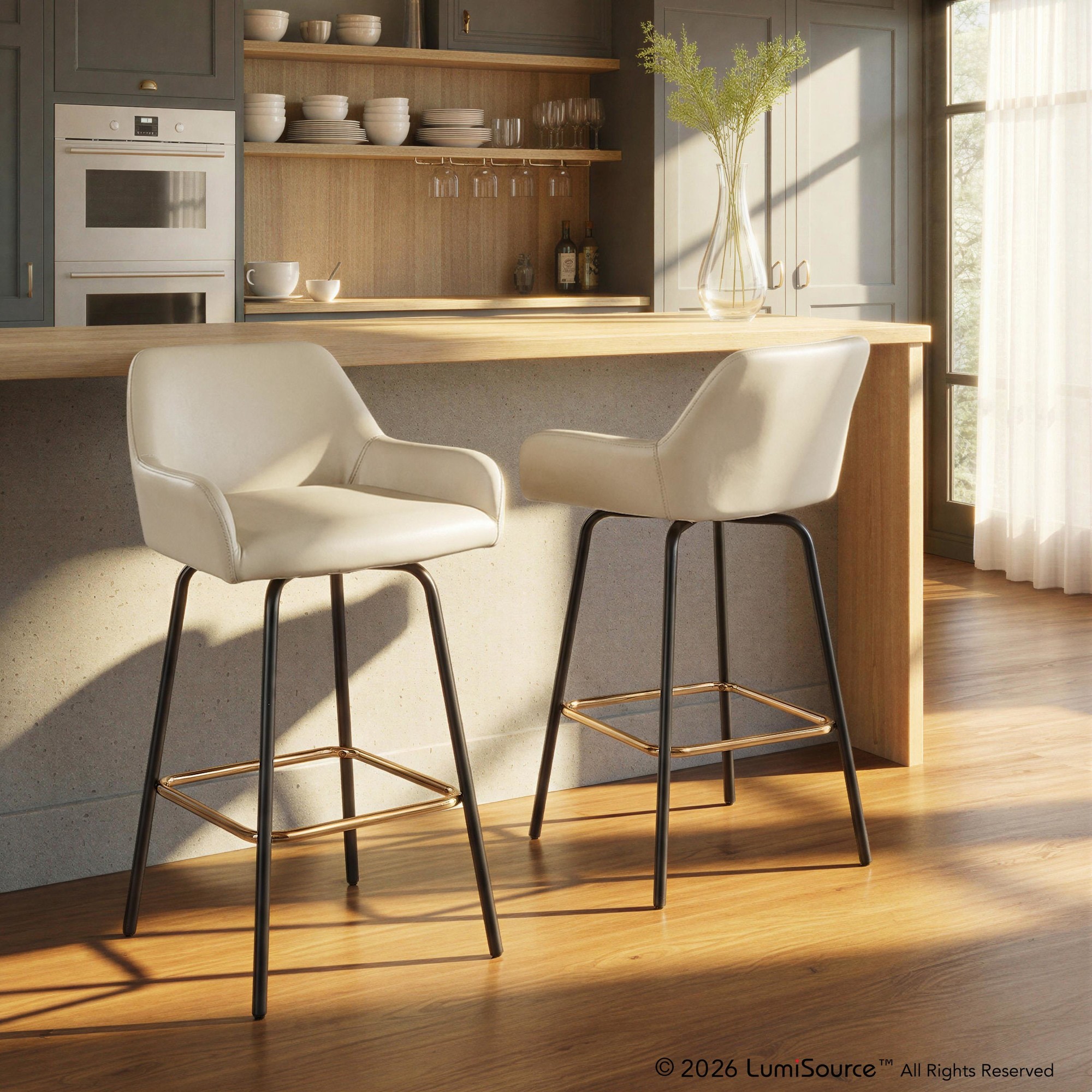 Daniella Upholstered 26" Fixed-height Counter Stool - Set Of 2